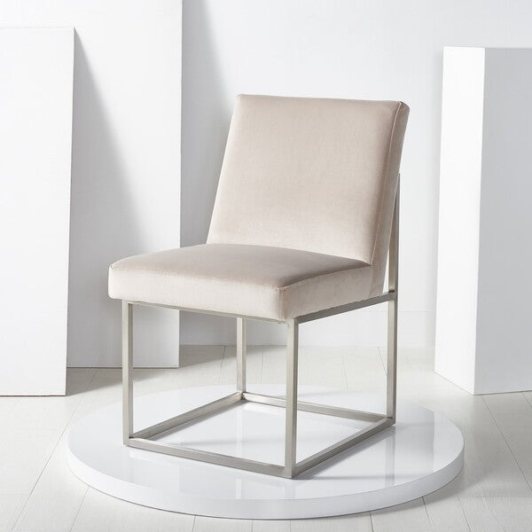  Safavieh Jenette Dining Chair - Taupe and Silver 