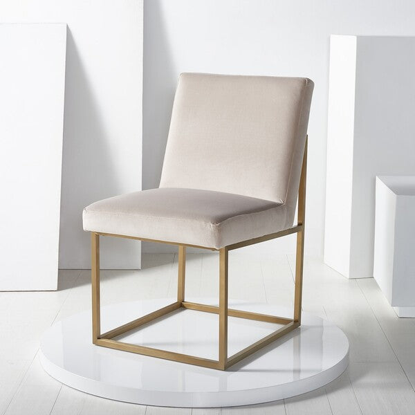  Safavieh Jenette Dining Chair - Taupe and Gold 