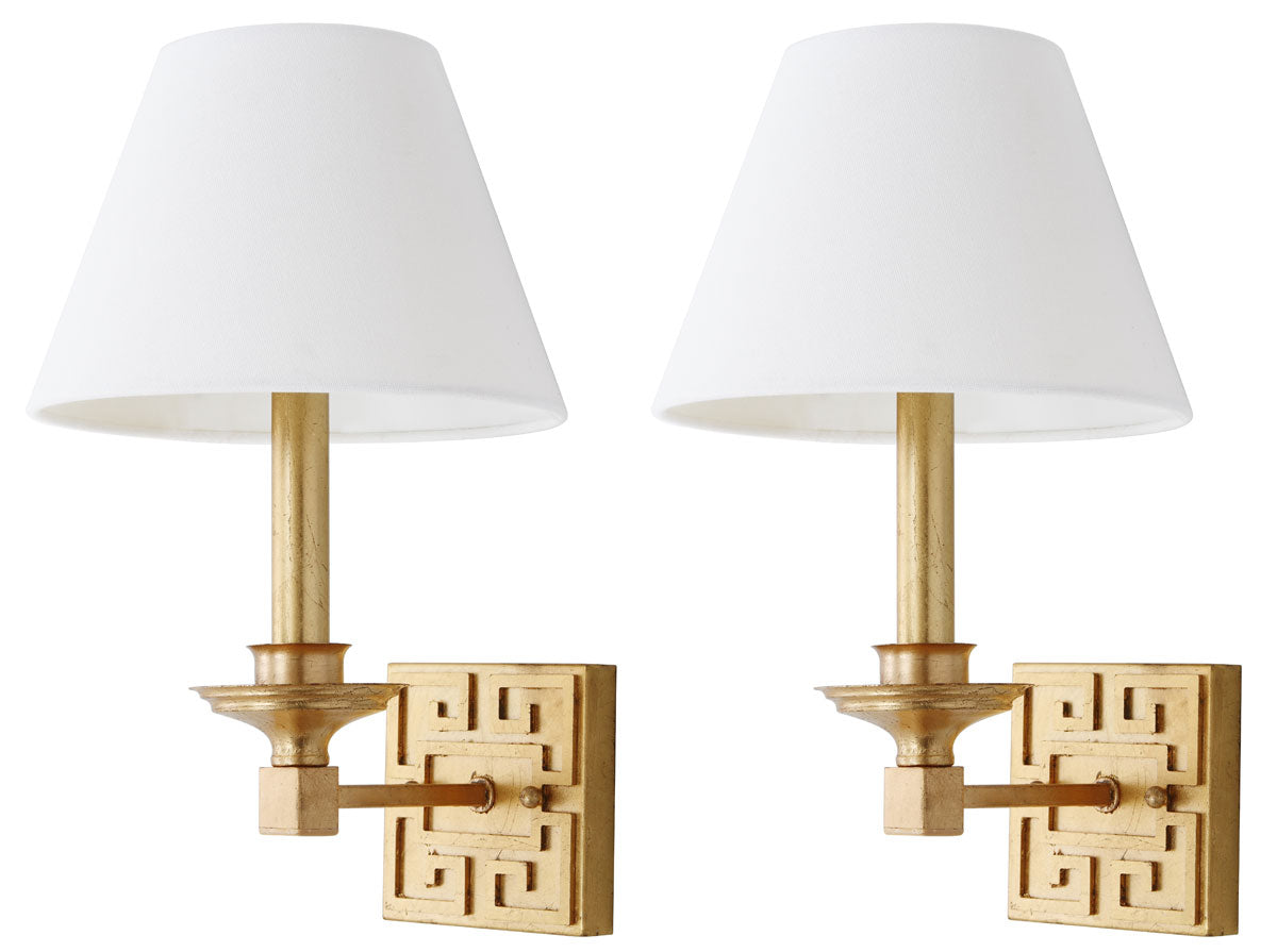  Safavieh Elvira Gold 15-Inch H Greek Key Wall Sconce Set Of 2 - Gold 