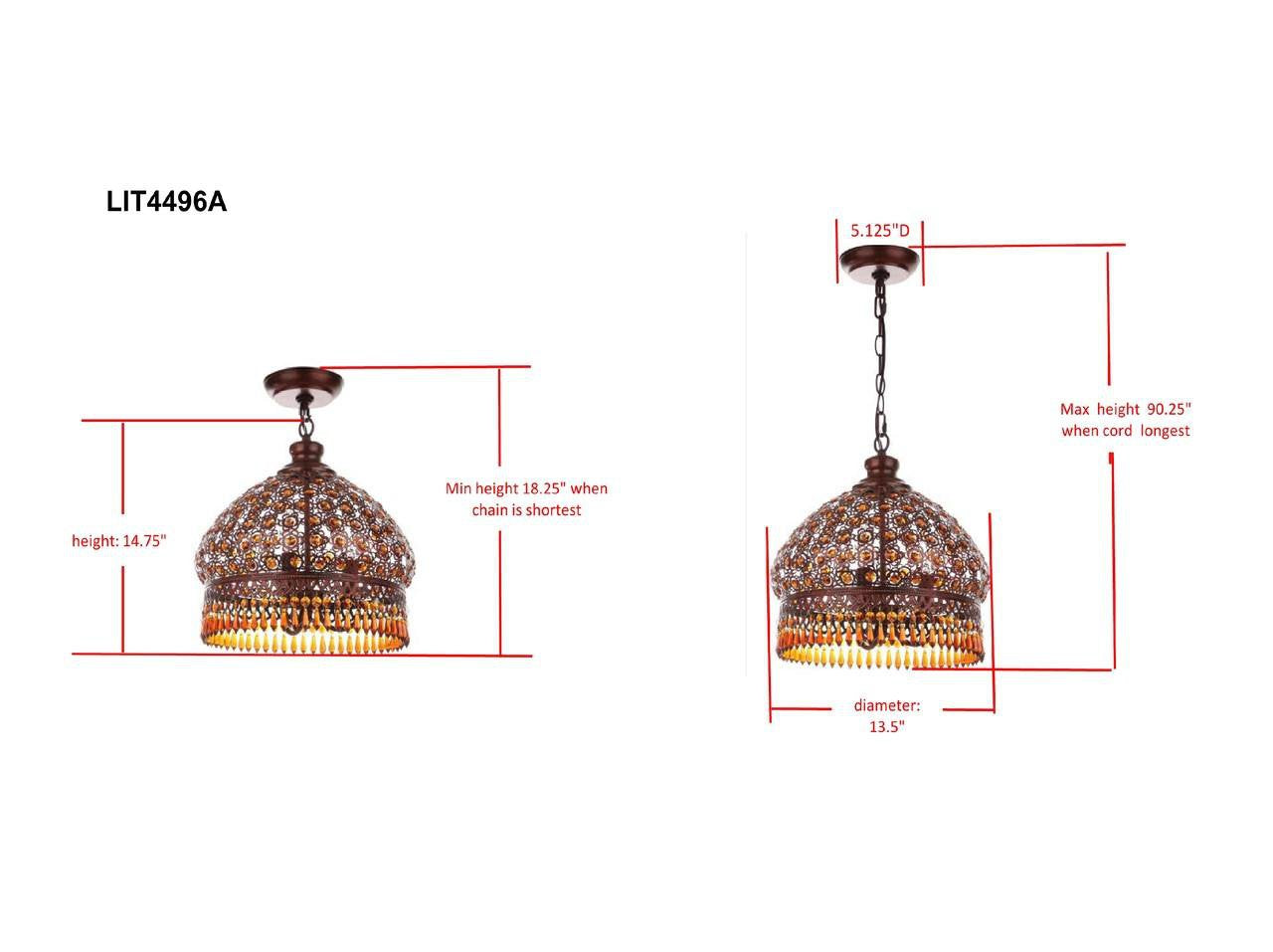  Safavieh Sultan Jeweled 3 Light Bronze 13.5-Inch Dia Pendant - Dark Bronze 