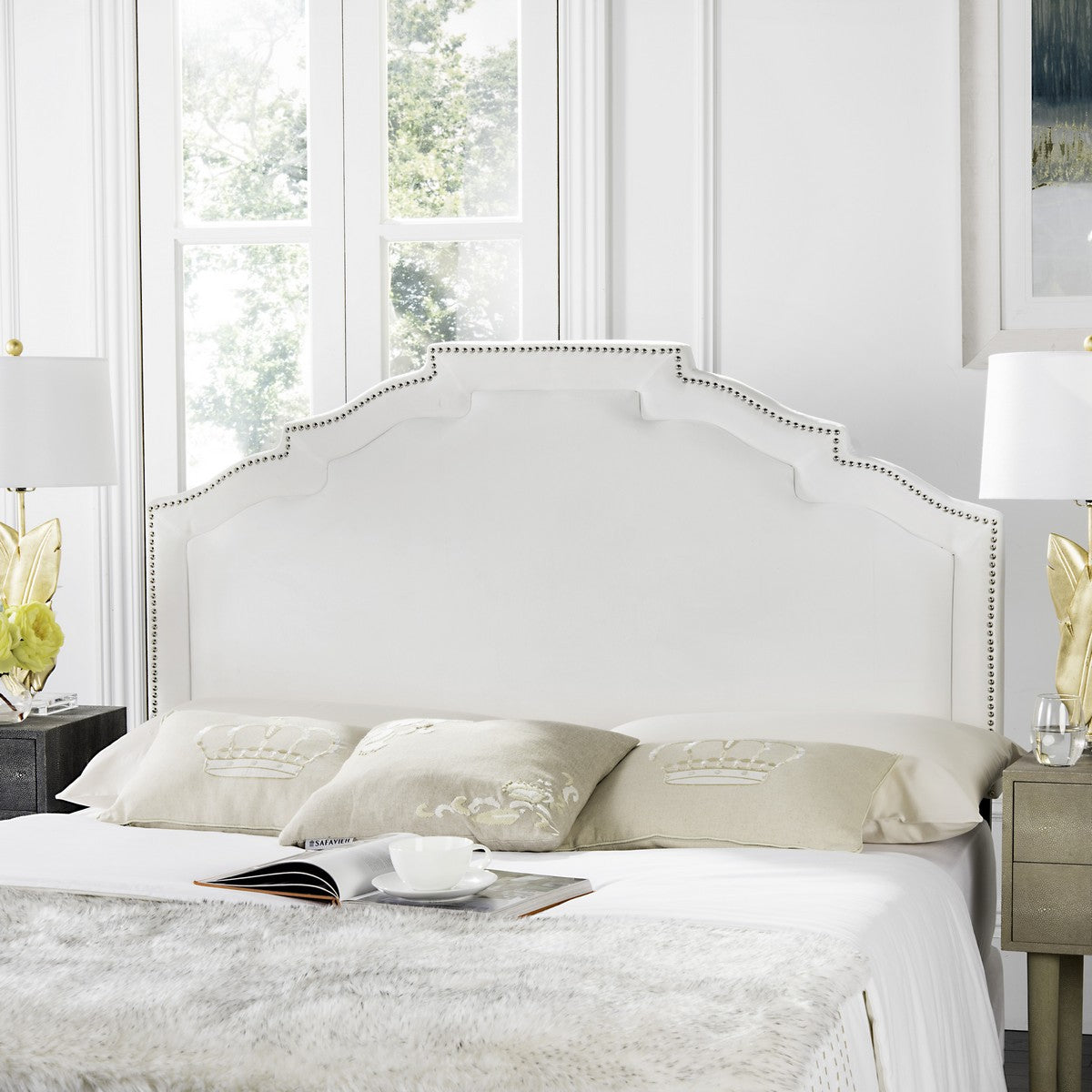  Safavieh Alexia Headboard King Size - White 