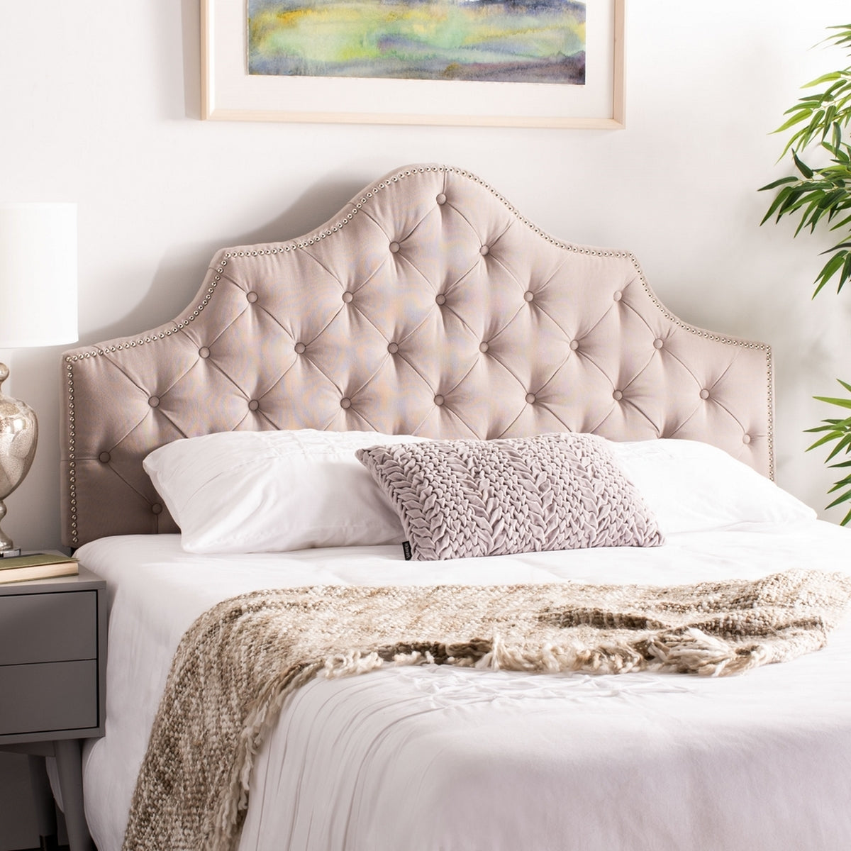  Safavieh Arebelle Queen Headboard Queen Size - Taupe 