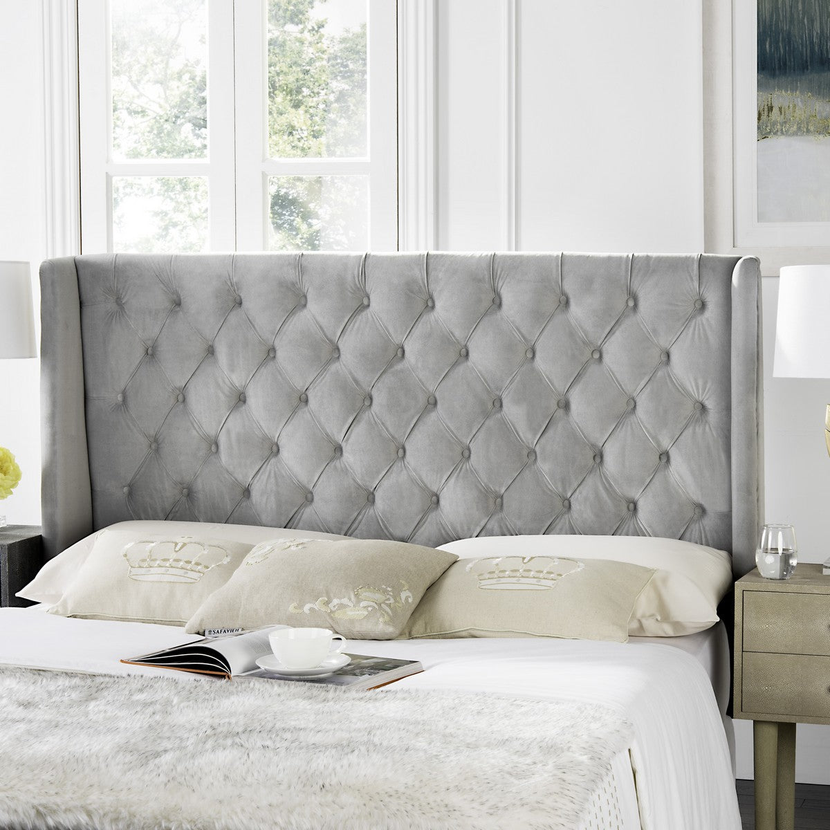  Safavieh London Headboard Queen Size - Pewter 