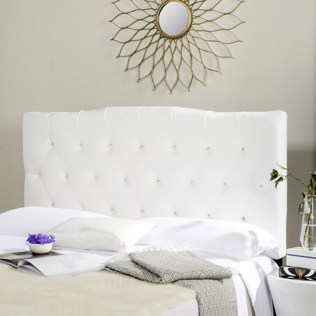  Safavieh Axel King Headboard King Size - White 