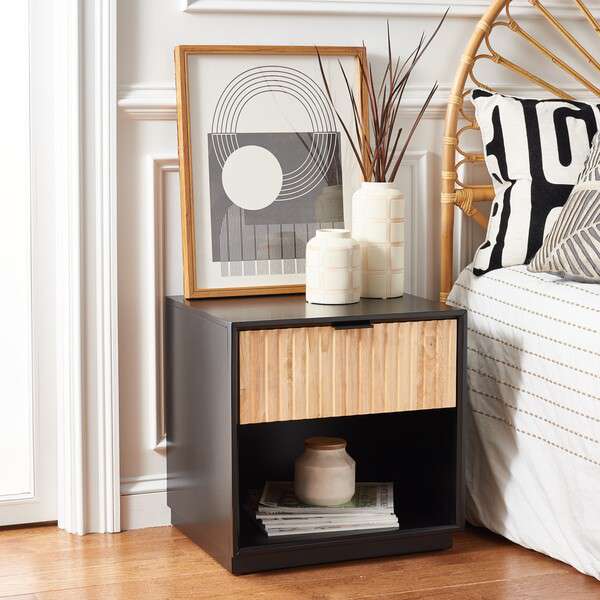  Safavieh Grayden I 1 Drawer Nightstand - Black Body 