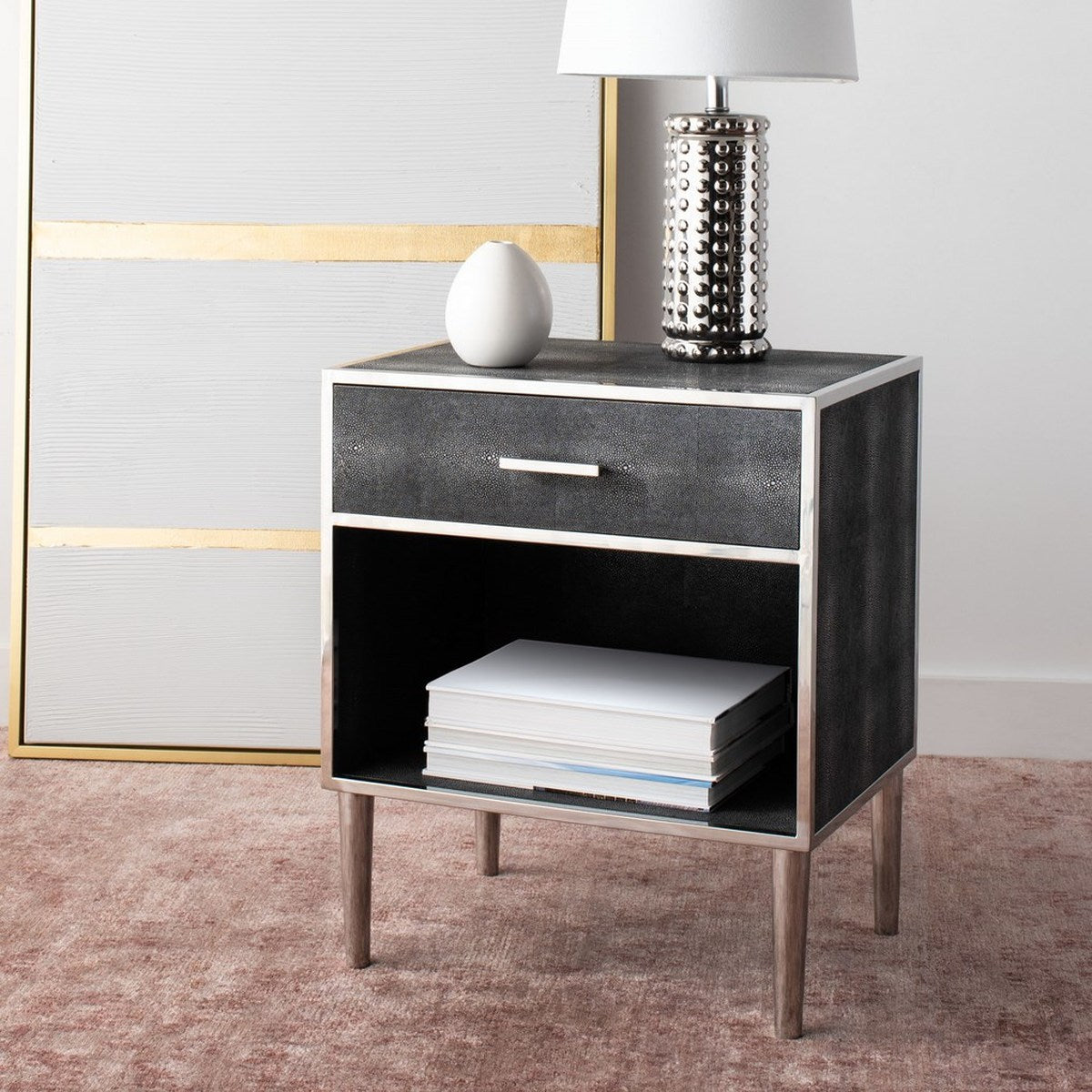  Safavieh Tammy Faux Shagreen Nightstand 