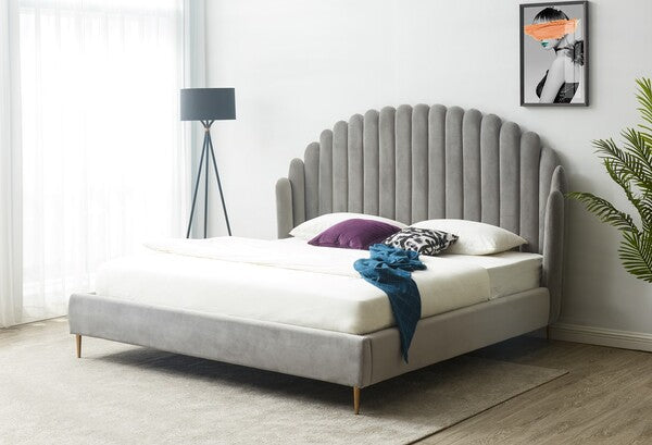  Safavieh Rosabella Channel Tufted Bed - Light Gray 