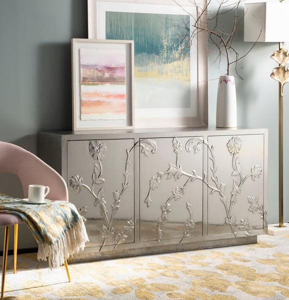  Safavieh Narcisa Floral Sideboard - Silver 