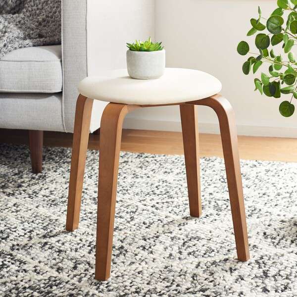  Safavieh Jo Upholstered Stackable Stool - Walnut 