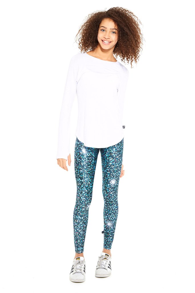 Terez Black & White Glitter Performance Leggings XS