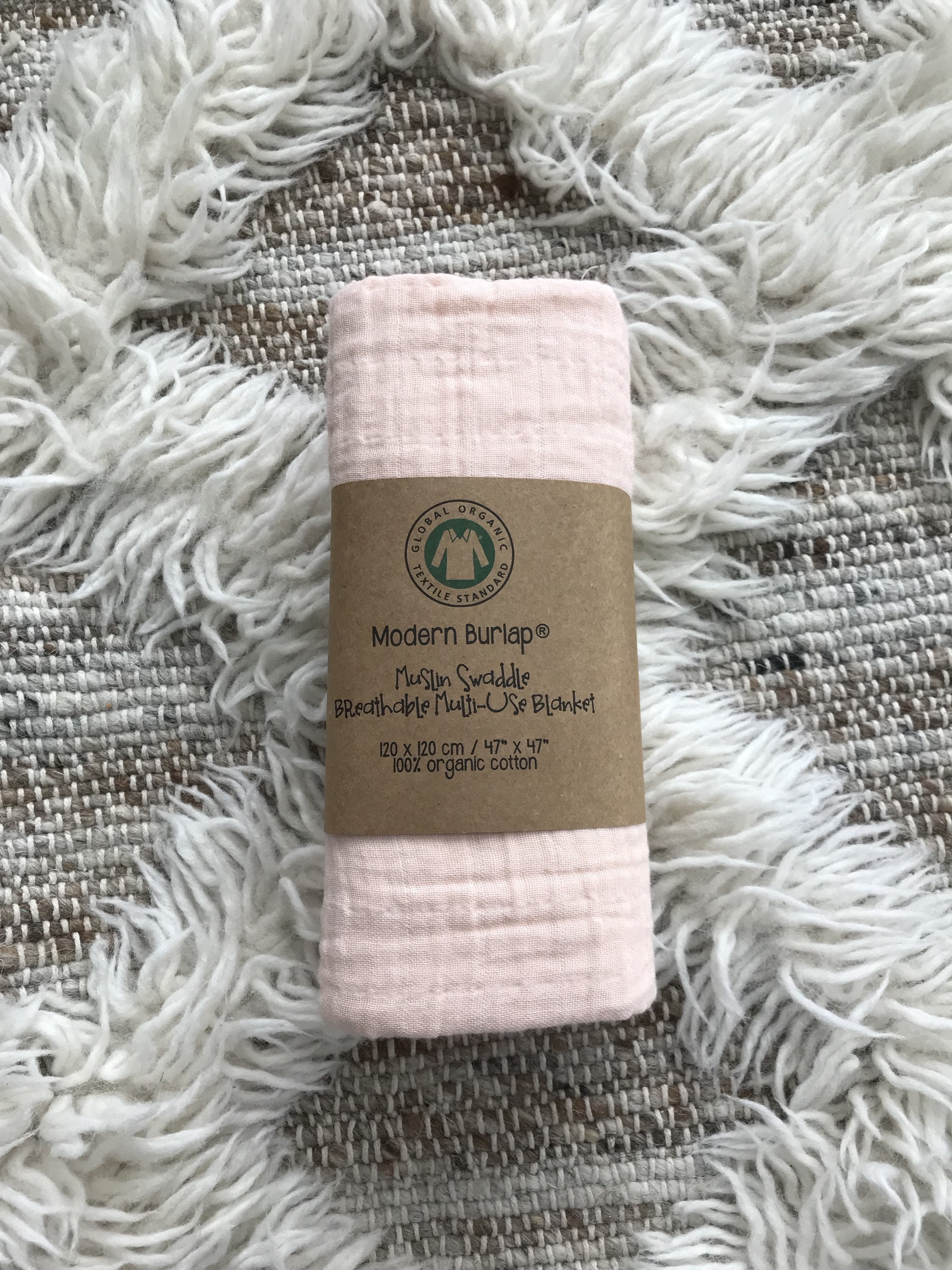 Modern Burlap Dusty Pink Organic Cotton Muslin Swaddle