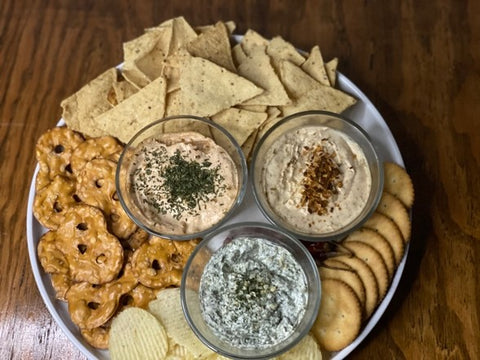 Tasty and spicy smoky bacon crispy dip served in the plate for parties and gameday