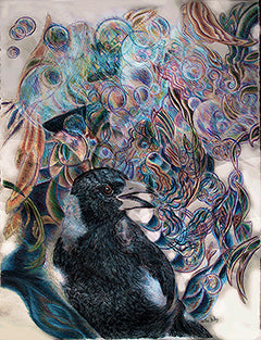 Song of the Magpie No. 1 - Colored Pencil Artwork by Helen Duley