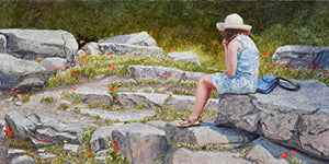Among Etruscan Poppies - Colored Pencil Artwork by John Ursillo