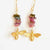 Bee Earrings/Tourmaline Gemstone Earrings/Golden Bee Earrings