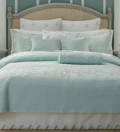 Martha Stewart Bedding Summer Meadow Blue Embroidered Quilted