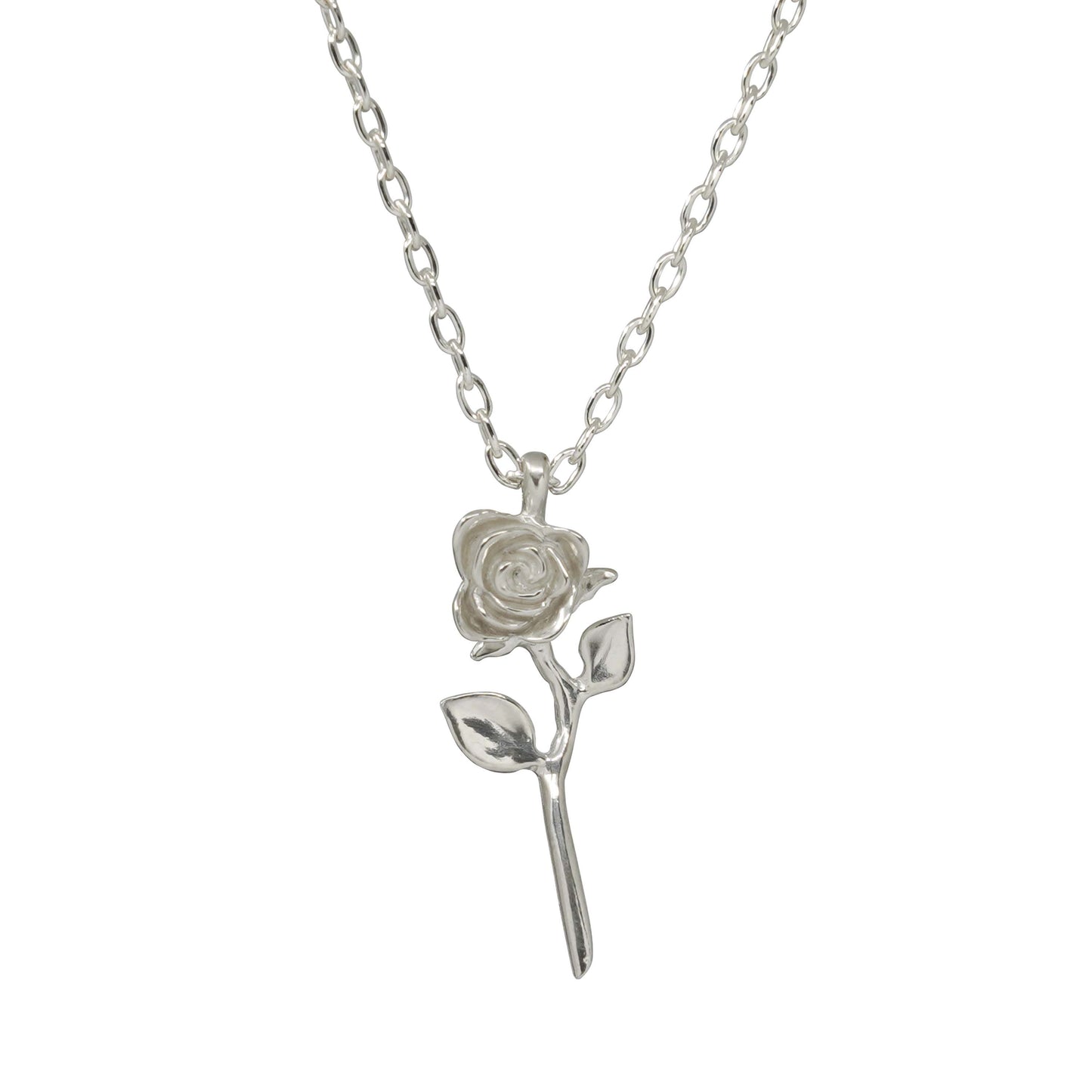 Devotion - Rose Necklace In Sterling Silver, Silver Rose Necklace, Rose ...