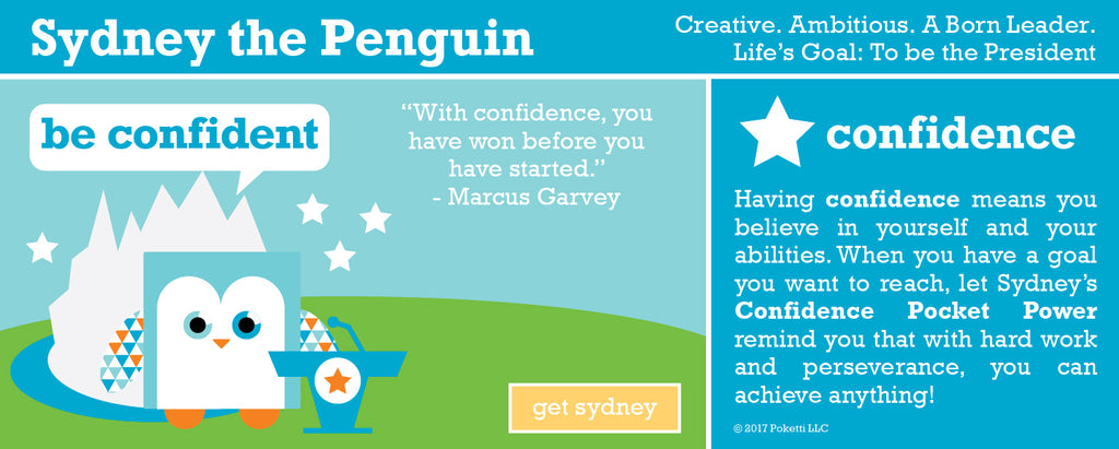 Poketti Plushies with Pocket Power Sydney the Penguin Confidence