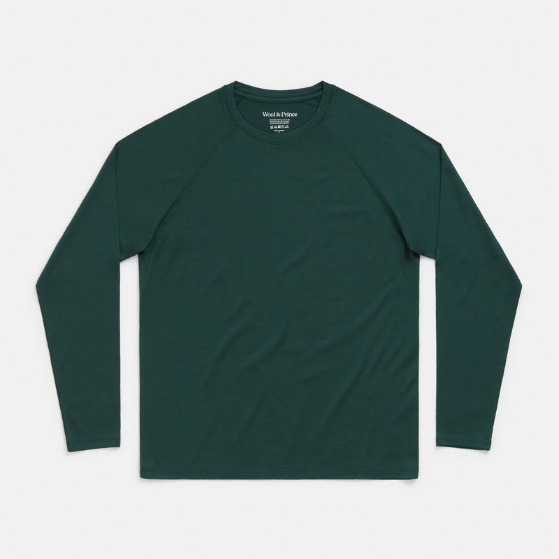 Merino Wool Long Sleeve Raglan | Emerald | Wool&Prince