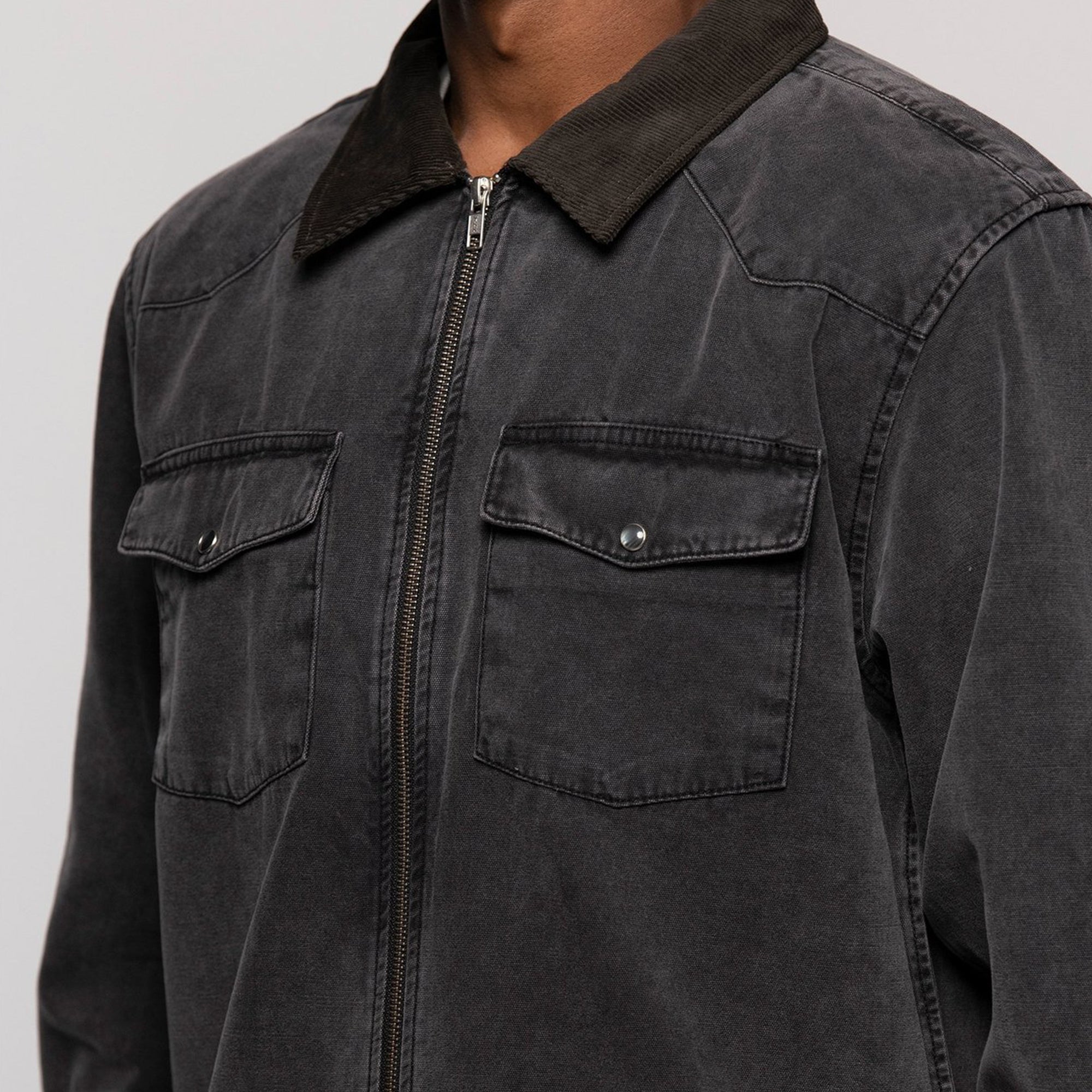 Stussy Washed Canvas Work Shirt in Black