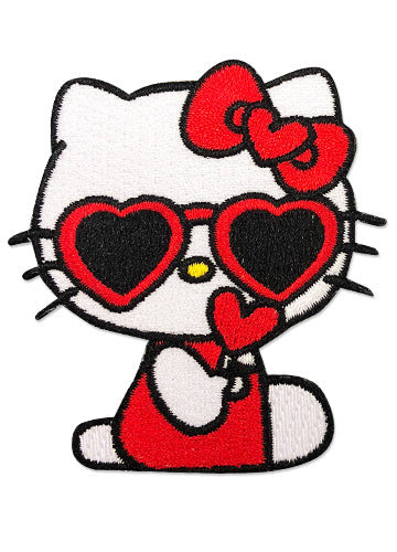 Hello Kitty Red Heart Sunglasses Dress Bow Sew On Patch Shadow Anime
