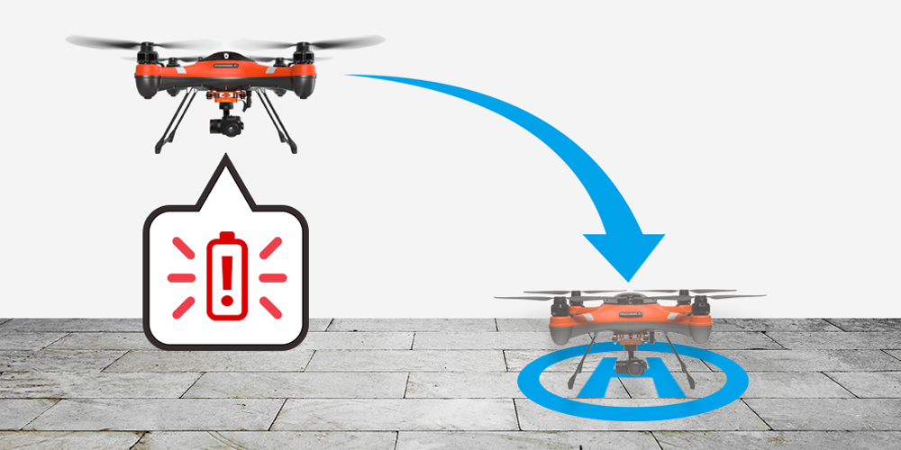 splash drone 3 plus low battery alert