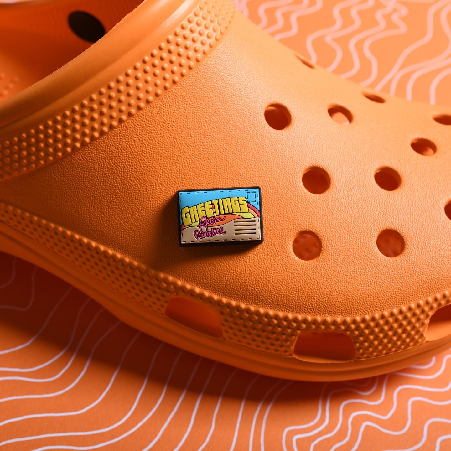 Orange Zing Crocs With Jibbitz Decoration