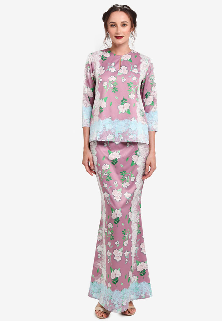 ANNECY FLOWER LACE MINI  BAJU  KURUNG  PRINT EMEL 