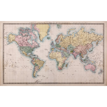 Vintage World Map Mural - DebbieMcKeegan - Wallpaper - 3