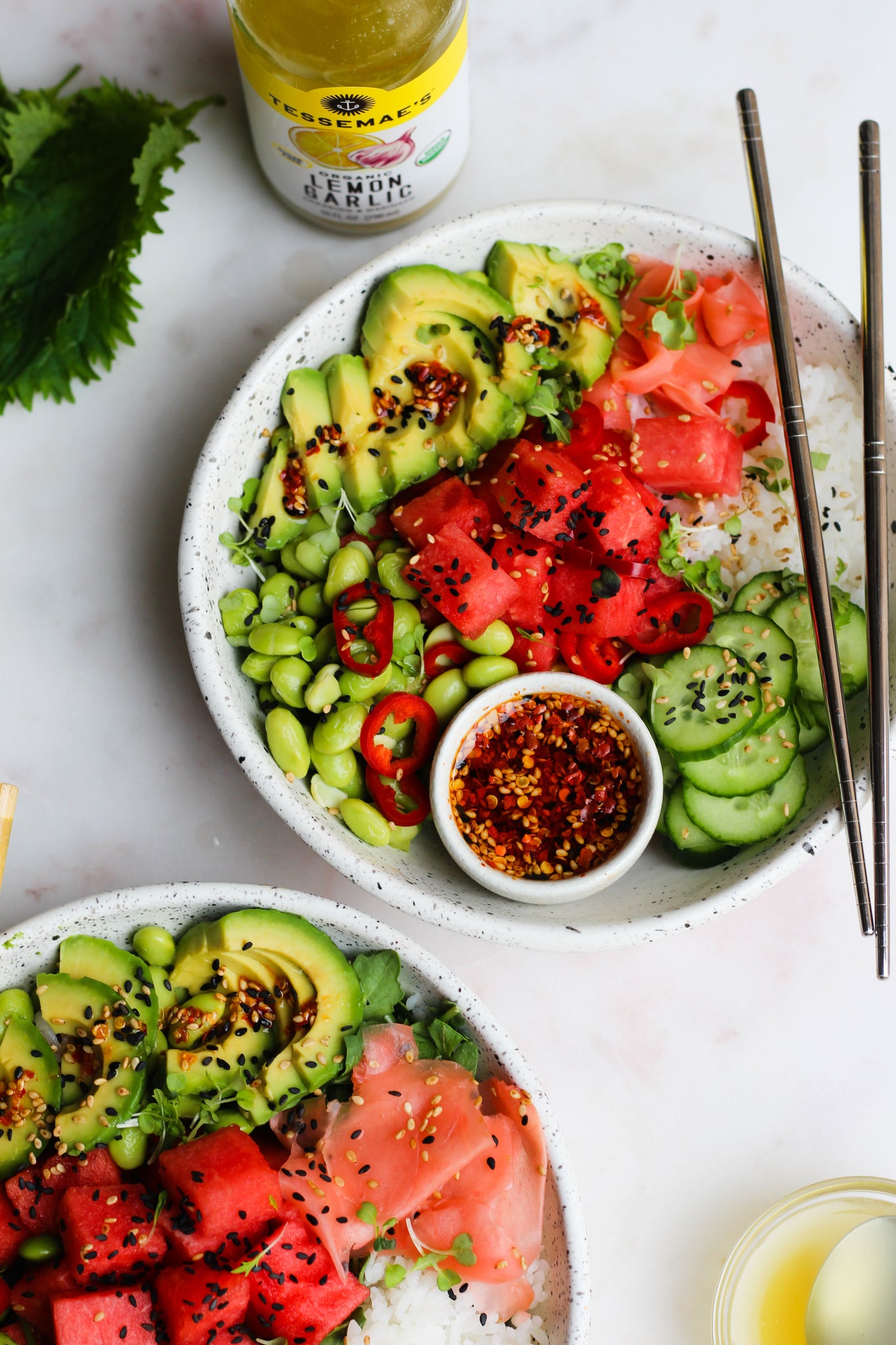 Watermelon Shiso Poke Bowls | Tessemae's