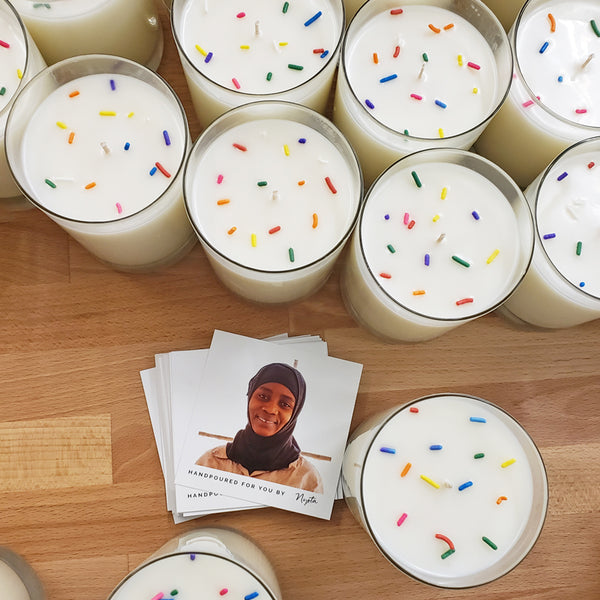 Prosperity Candle collaboration with the nonprofit The Little Market for candles handmade with love that empower women.
