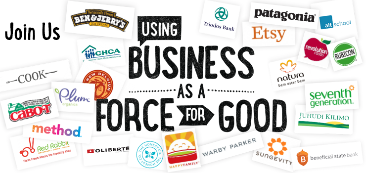 B Corps include Patagonia, Cabot, Method, Ben & Jerry's, Warby Parker, Seventh Generation, Etsy, King Arthur Flour