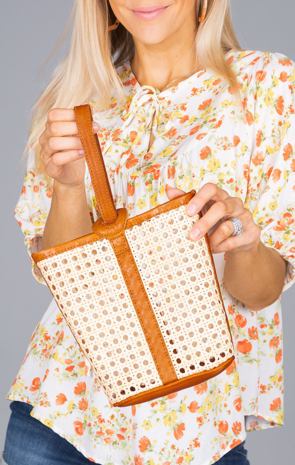 Cilla Rattan Cane Bucket Bag