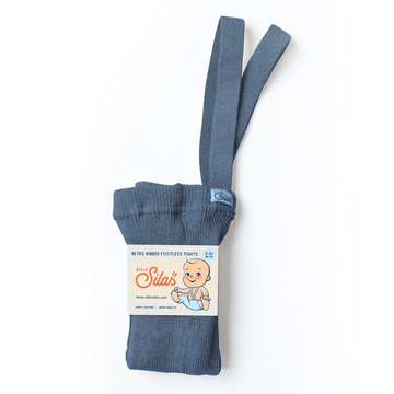 Silly Silas - Organic Cotton Suspender Tights - Denim blue