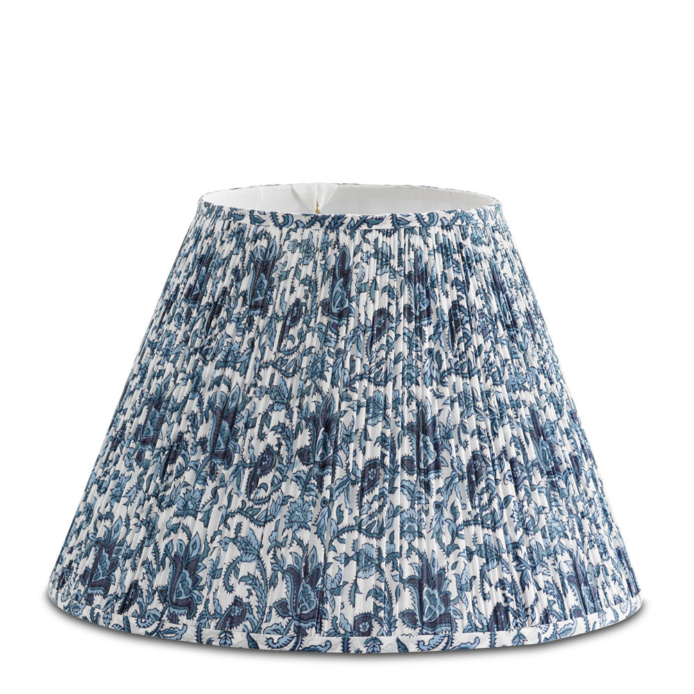 blue and white lamp shade