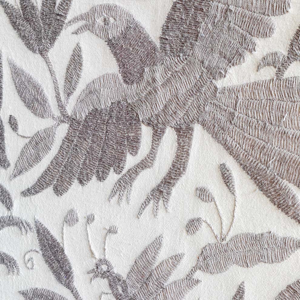 Blush Beige and Gray Floral Embroidery Upholstery Fabric by the