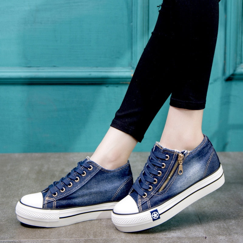 all star jeans plataforma com ziper