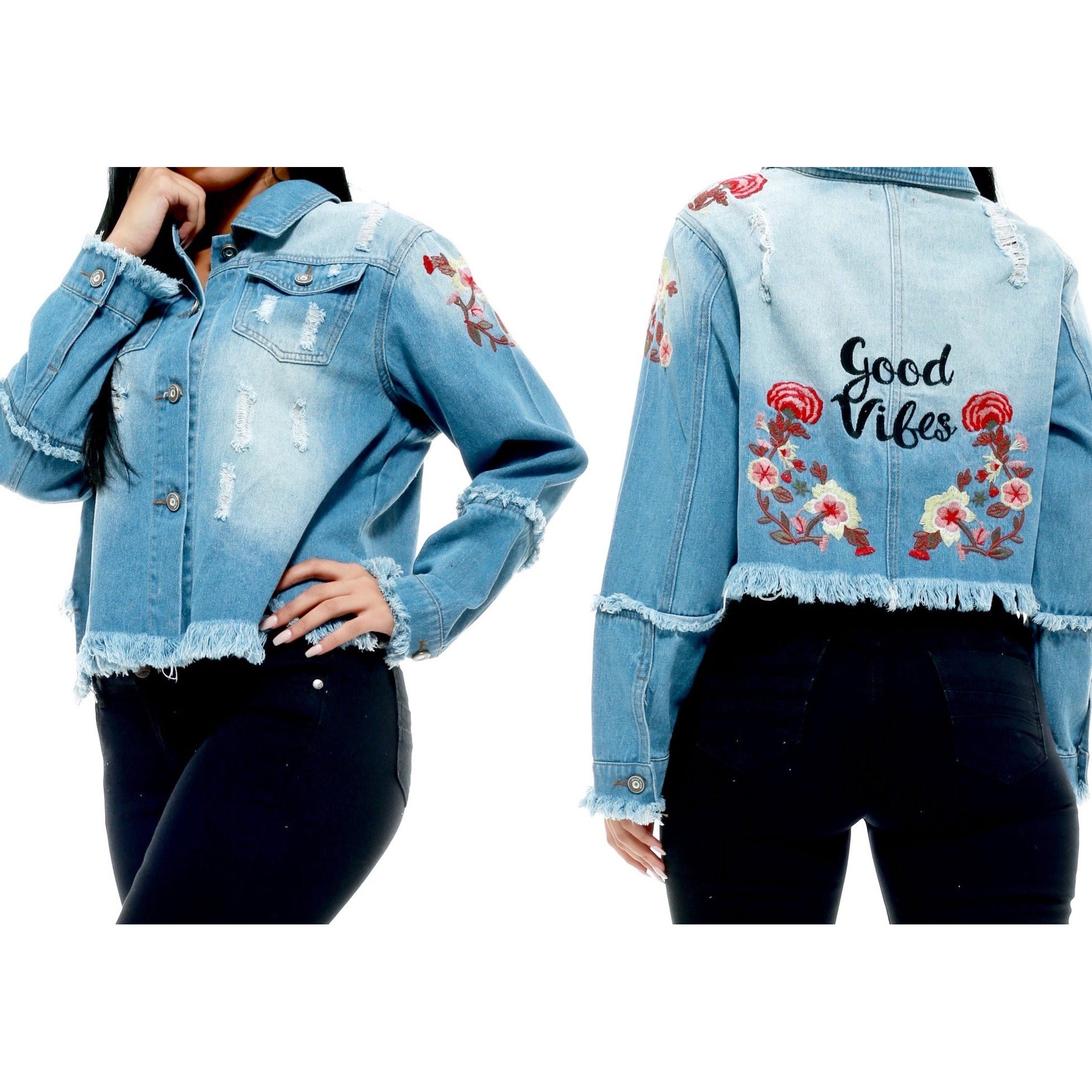 good vibes jean jacket