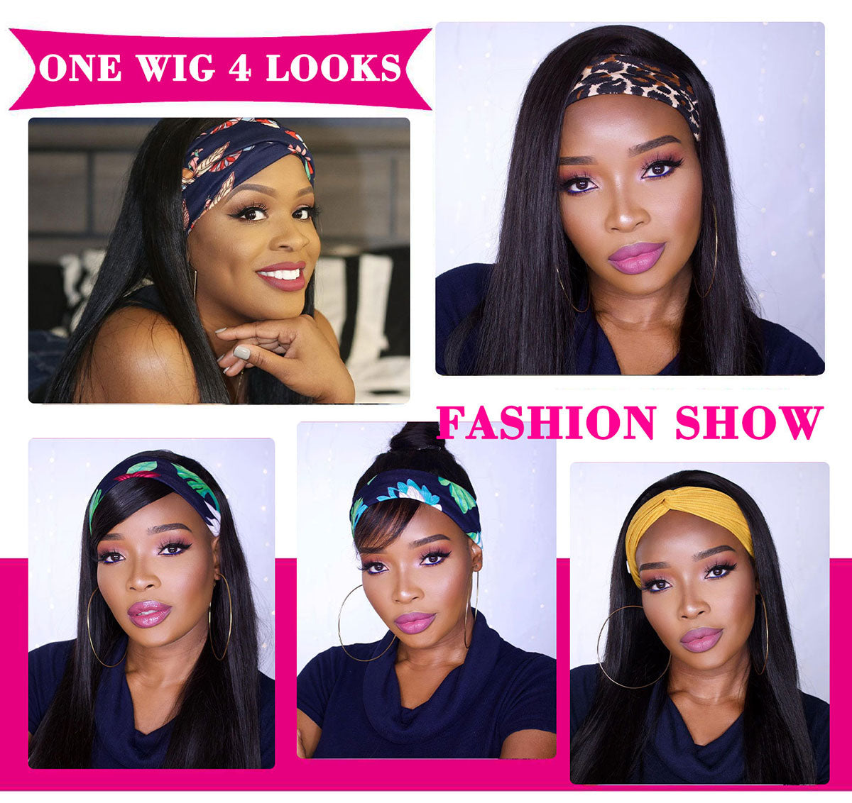 Affordable Headband Wig Brazilian Silky Straight Human Hair Wigs With Adjustable Headbands