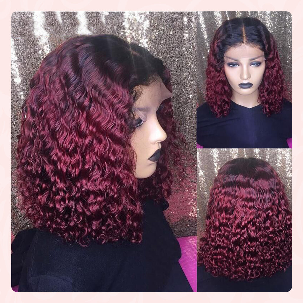 ombre burgundy bob wig