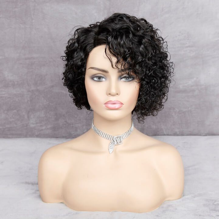 short pixie cut curly human hair wigs