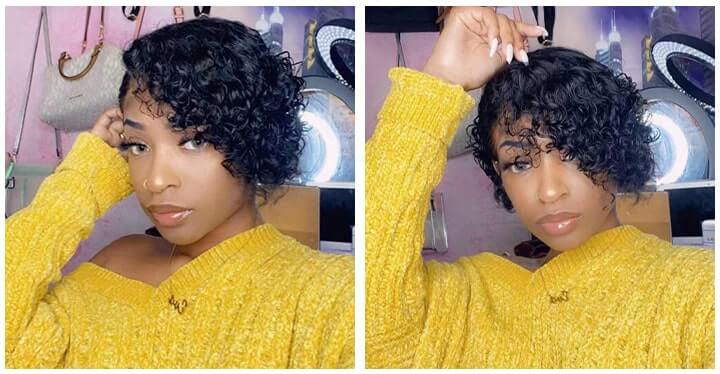 Short Curly Bob Lace Closure Wigs Curly Pixie Cut Human Hair Wig
