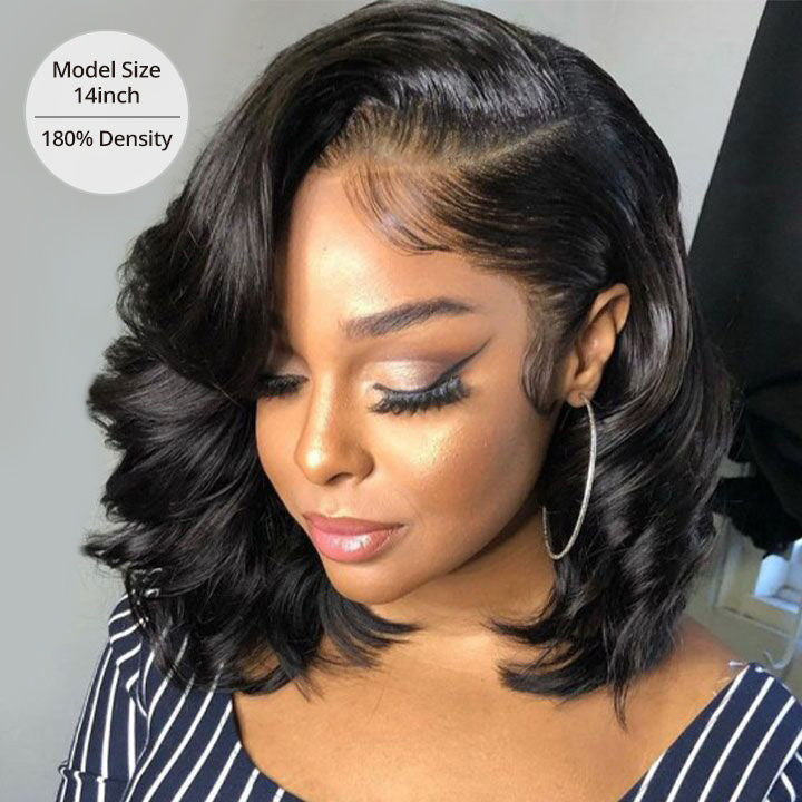 Body Wave Bob Wig 8 inch Bob Wig Short Wavy Lace Front Human Hair Bob