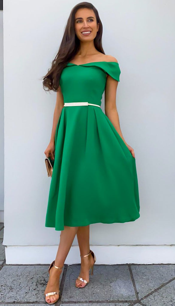 green dress bardot
