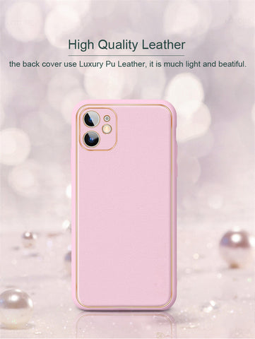 Colorful Leather Case With Gold Border For Iphone 11-12-13 series