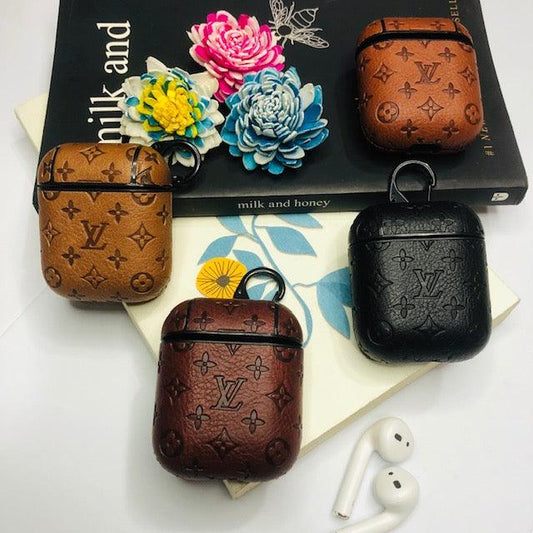 Lv Square Checks Leather Airpods Cases for 1-2