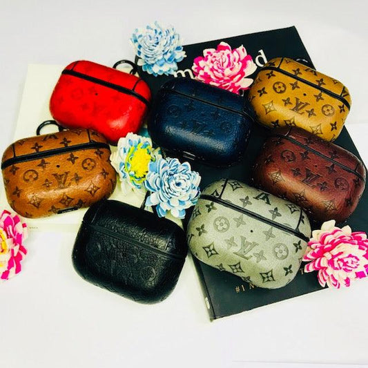 Lv Square Checks Leather Airpods Cases for 1-2