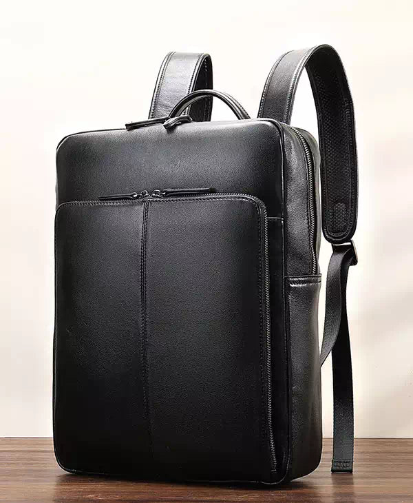 Men's stylish leather backpack with laptop compartment