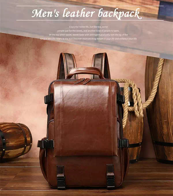 Men's stylish leather backpack for daily use and EDC