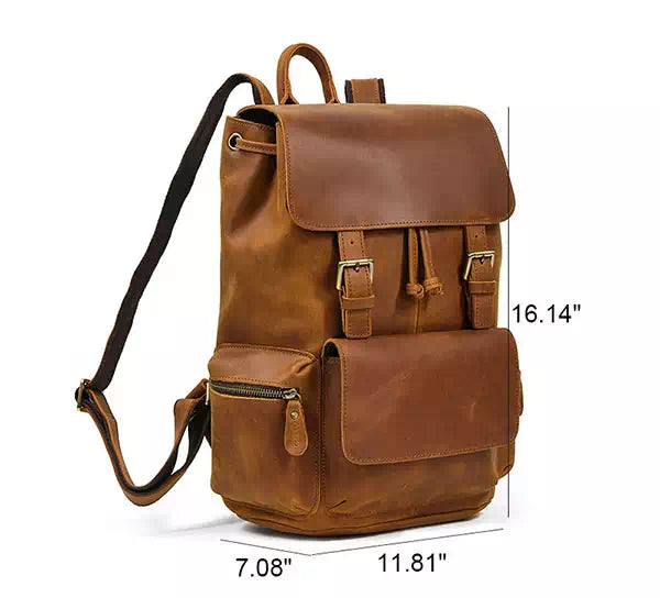 Classic design handmade leather backpack in vintage style